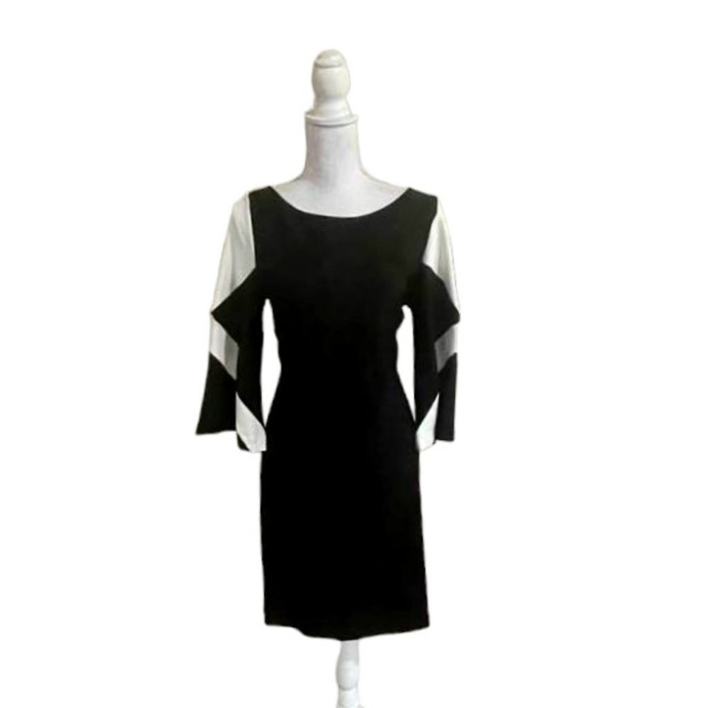Boston Proper Travel Collection Color Block Flare Sleeves Career Midi Dr…